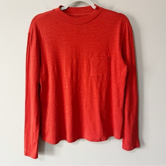Garnet Hill Weekender Mock-Neck Long Sleeve Tee Shirt Rust Orange Size XS *Flaw - Picture 1 of 10